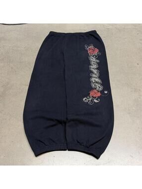 Y2K Urban Groove Joggers Women's Medium Black Dance Rose McBling Baggy Y2K